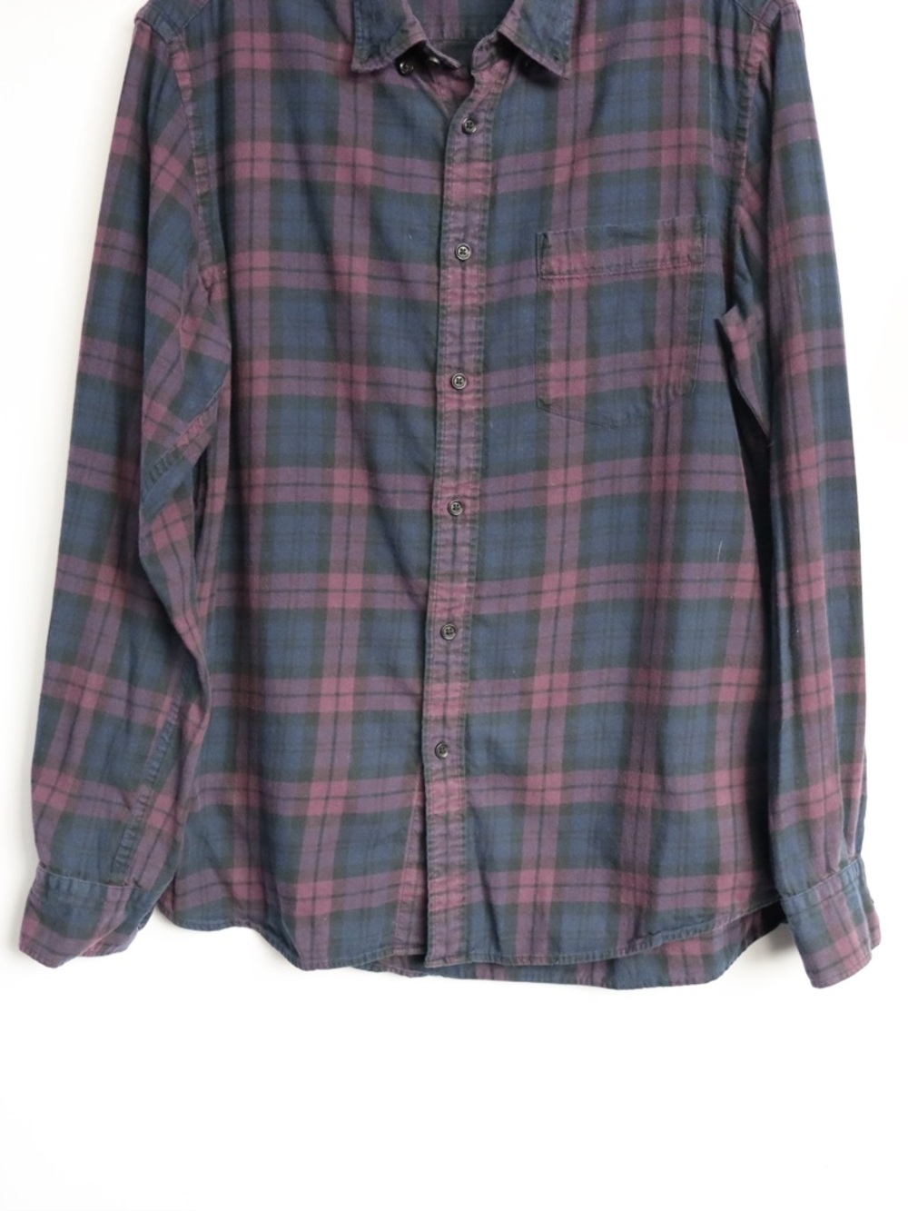 Uniqlo Plaid Button Up Shirt Men’s Medium Purple Blue Casual Flannel Style - Picture 4 of 8